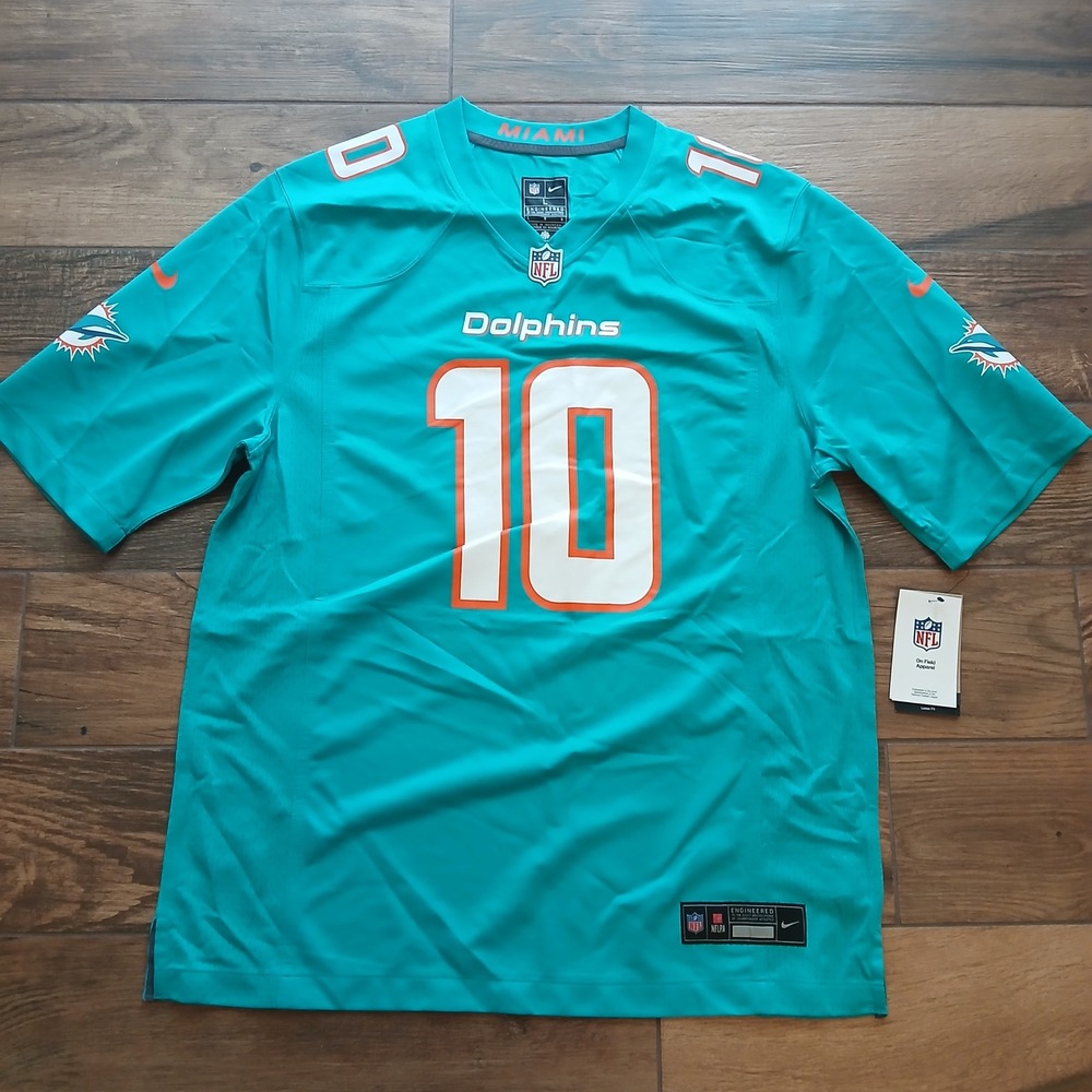 Miami Dolphins Jersey Mens Large Aqua Tyreek Hill 10 NFL Nike Football On Field